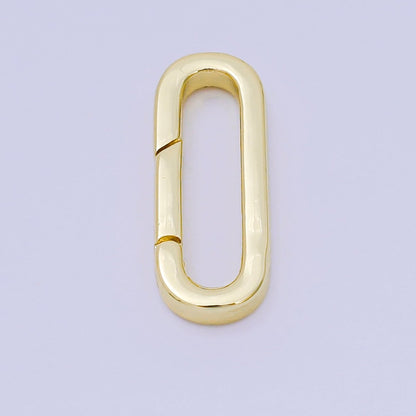 14K Gold Filled 21mm Push Gate Long Oval Oblong Closure Finding in Gold &amp; Silver | Z1335