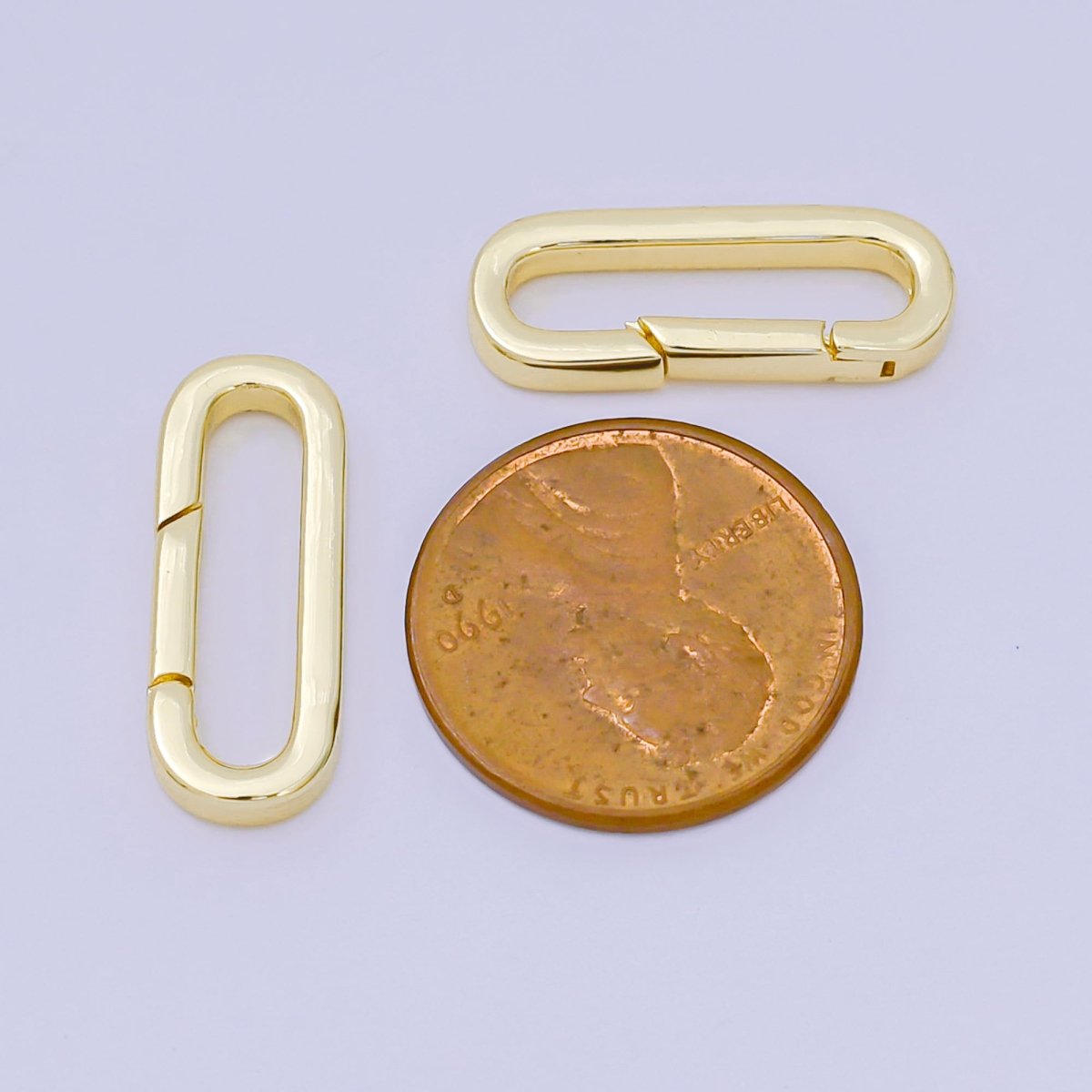 14K Gold Filled 21mm Push Gate Long Oval Oblong Closure Finding in Gold &amp; Silver | Z1335