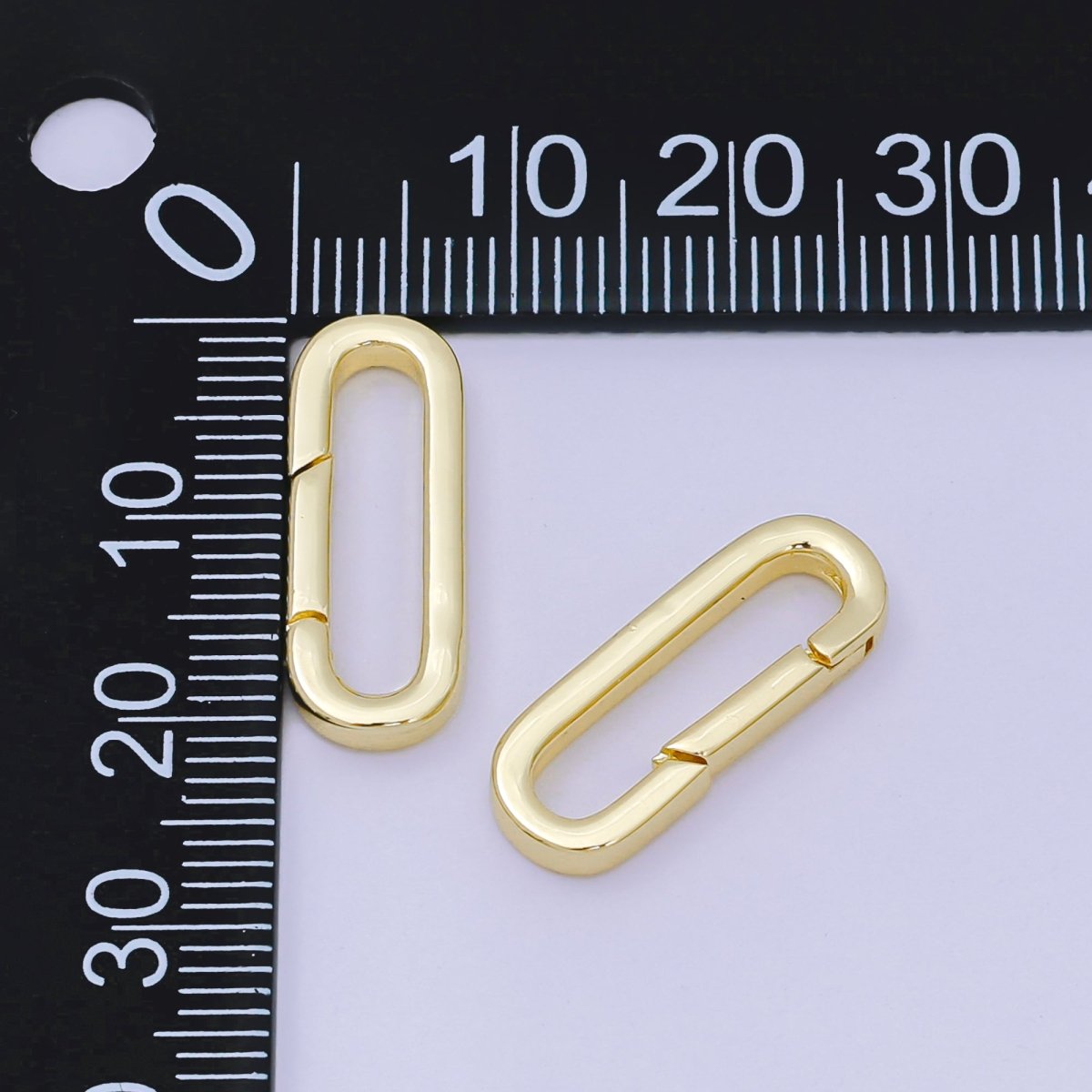 14K Gold Filled 21mm Push Gate Long Oval Oblong Closure Finding in Gold &amp; Silver | Z1335