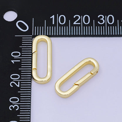 14K Gold Filled 21mm Push Gate Long Oval Oblong Closure Finding in Gold &amp; Silver | Z1335