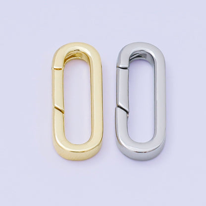 14K Gold Filled 21mm Push Gate Long Oval Oblong Closure Finding in Gold &amp; Silver | Z1335