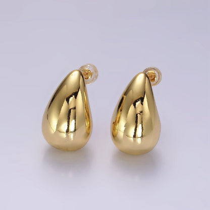 14K Gold Filled 22.5mm Teardrop Dome Modern Statement Stud Earrings | AE177