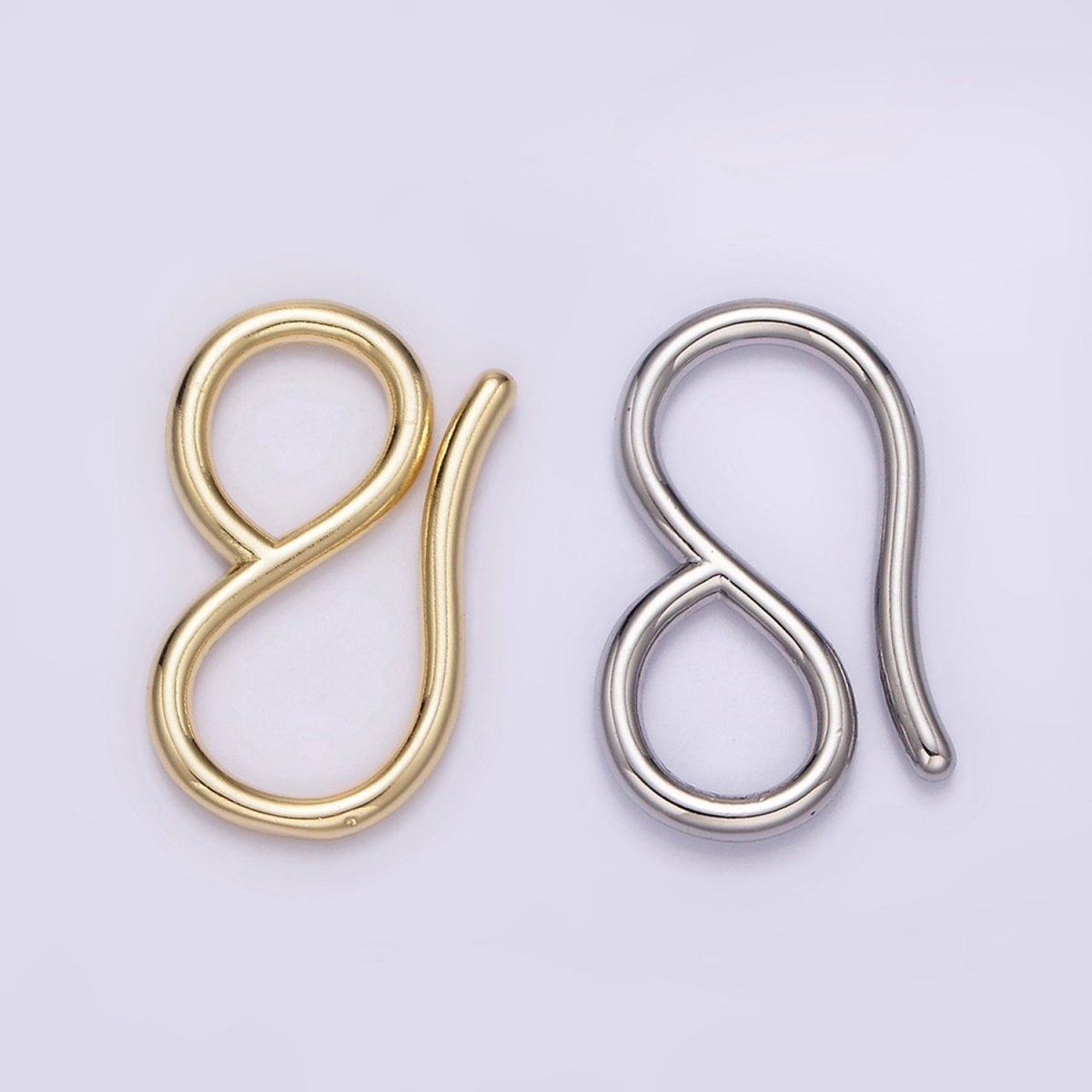 14K Gold Filled 22mm Curved Minimalist Infinity S-Hook Closure Supply Findings in Gold &amp; Silver | Z650