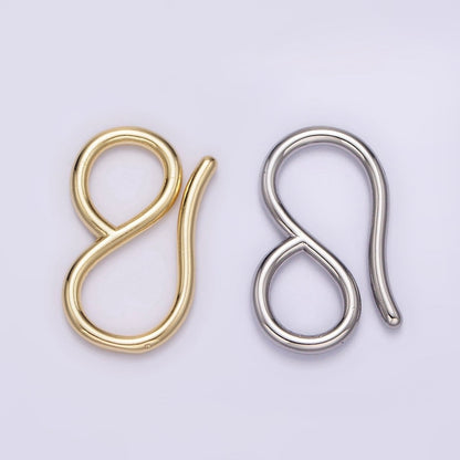14K Gold Filled 22mm Curved Minimalist Infinity S-Hook Closure Supply Findings in Gold &amp; Silver | Z650
