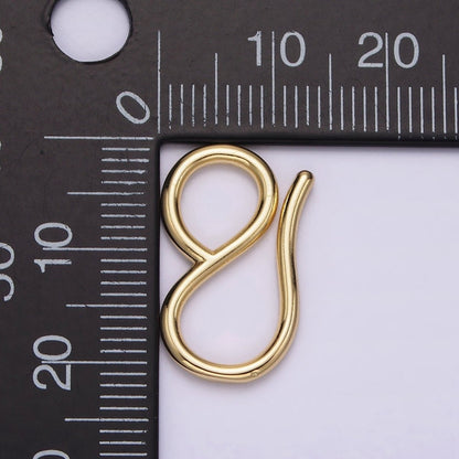 14K Gold Filled 22mm Curved Minimalist Infinity S-Hook Closure Supply Findings in Gold &amp; Silver | Z650
