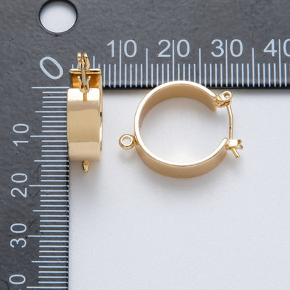 14K Gold Filled 22mm Minimalist Wide Drop Latch Hoop Earrings Findings | Findings-400003