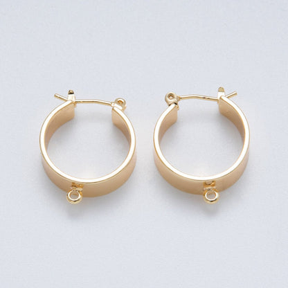14K Gold Filled 22mm Minimalist Wide Drop Latch Hoop Earrings Findings | Findings-400003