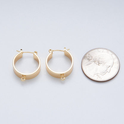 14K Gold Filled 22mm Minimalist Wide Drop Latch Hoop Earrings Findings | Findings-400003