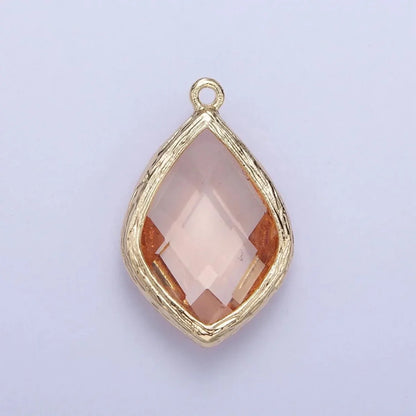 14k Gold Filled 22mm White, Peach Multifaceted Teardrop Bezel Charm | AG005 AG006