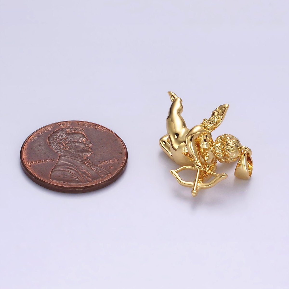 14K Gold Filled 23mm Cherub Baby Angel Mini Pendant in Gold &amp; Silver | N1268 N1269