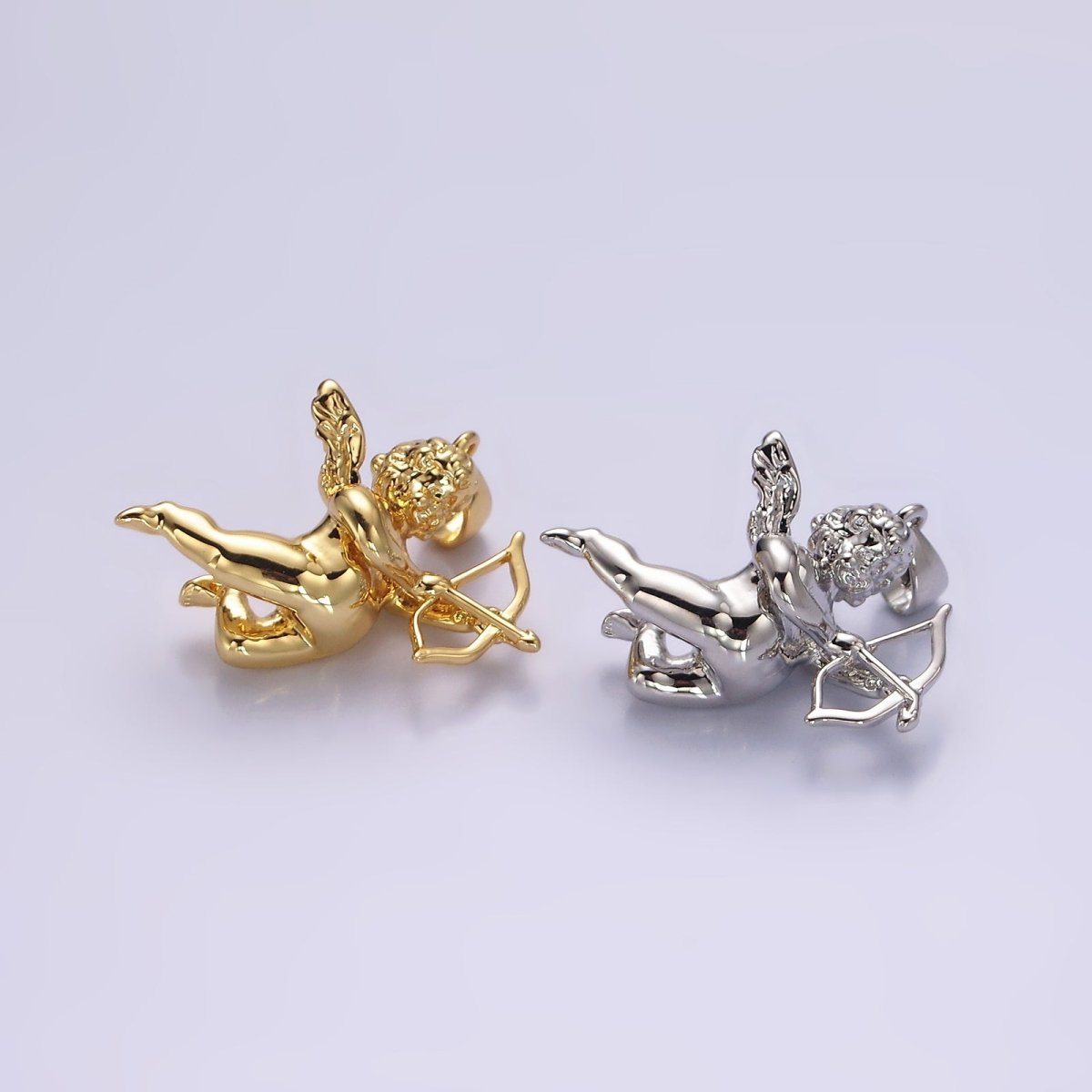 14K Gold Filled 23mm Cherub Baby Angel Mini Pendant in Gold &amp; Silver | N1268 N1269