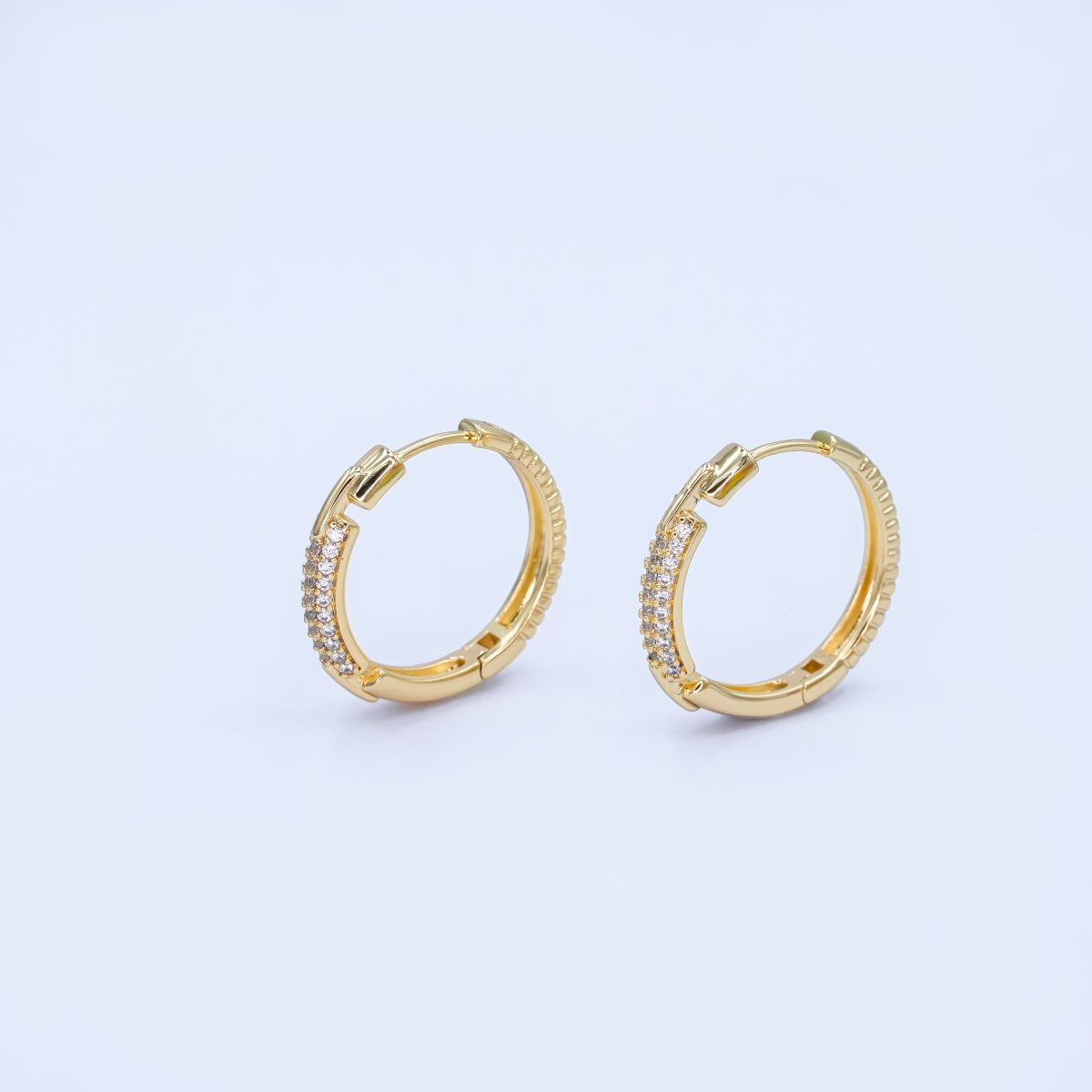 14K Gold Filled 23mm Double Micro Paved CZ Endless Hoop Earrings | AB1541