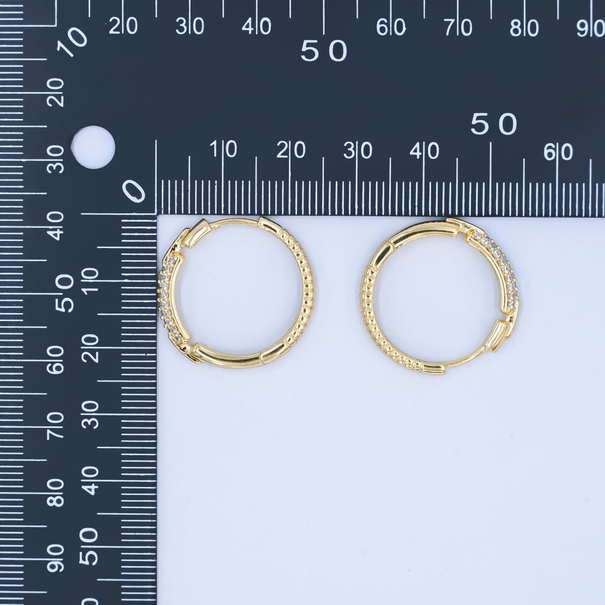 14K Gold Filled 23mm Double Micro Paved CZ Endless Hoop Earrings | AB1541