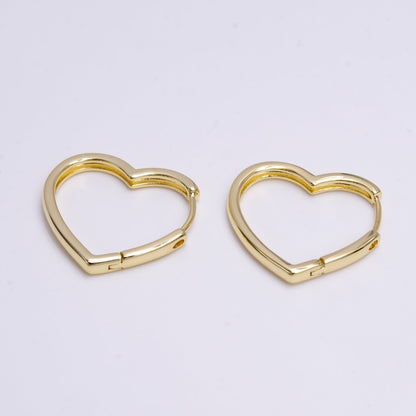 14K Gold Filled 23mm Flat Heart Minimalist Huggie Hoop Earrings | AD-466