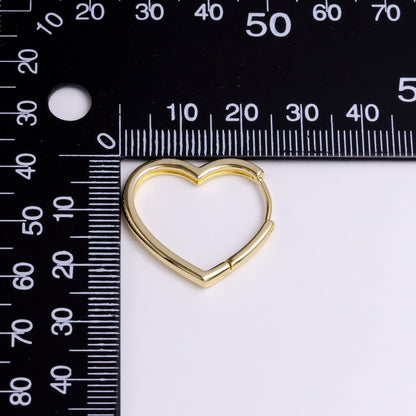 14K Gold Filled 23mm Flat Heart Minimalist Huggie Hoop Earrings | AD-466