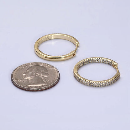 14K Gold Filled 23mm Micro Paved CZ Front-Facing Endless Hoop Huggie Earrings | AD1375