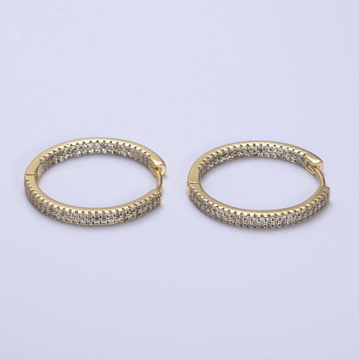 14K Gold Filled 23mm Micro Paved CZ Front-Facing Endless Hoop Huggie Earrings | AD1375
