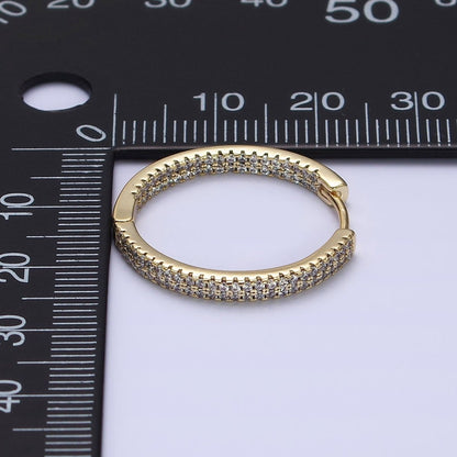 14K Gold Filled 23mm Micro Paved CZ Front-Facing Endless Hoop Huggie Earrings | AD1375