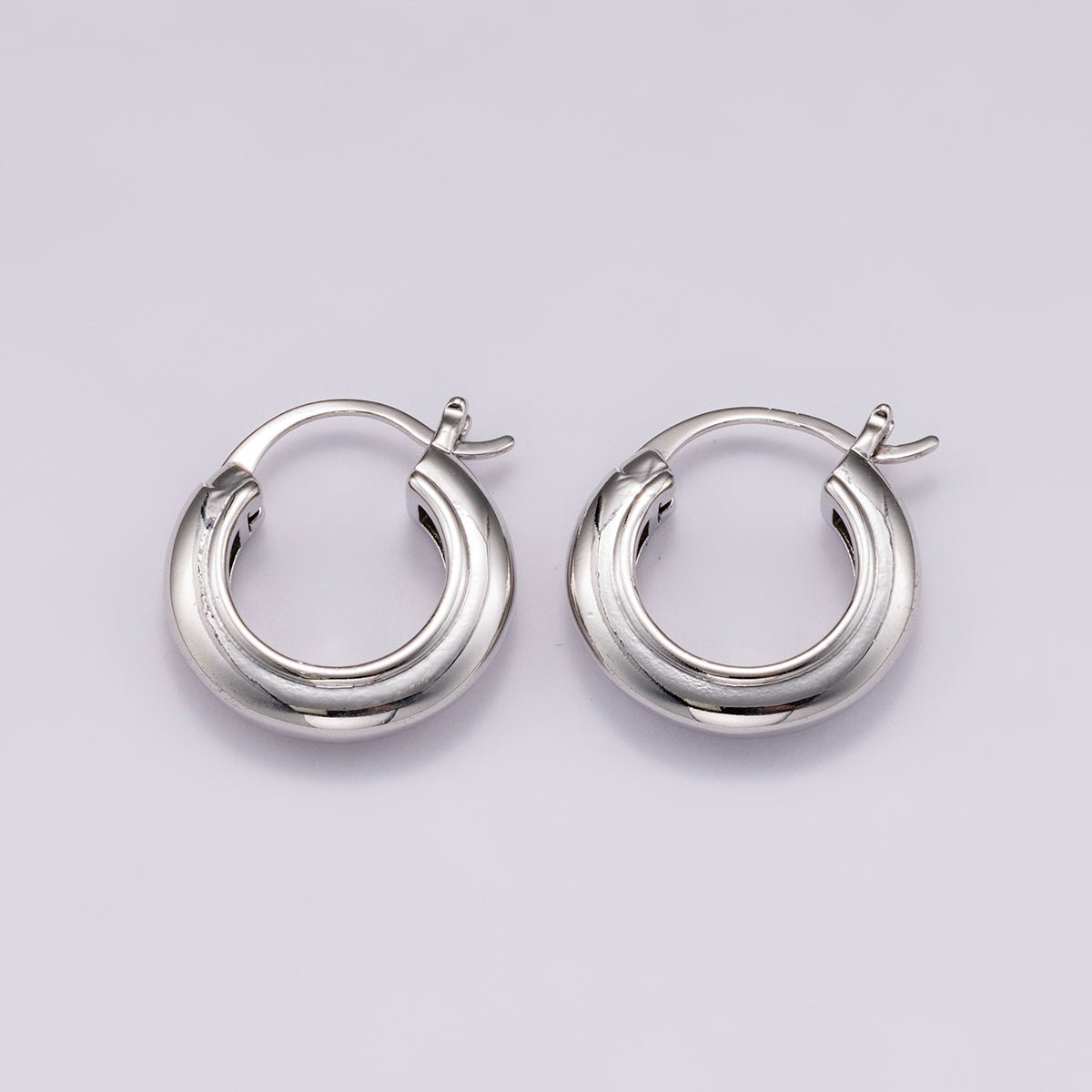 14K Gold Filled 23mm Minimalist Lined Dome Latch Hoop Earrings in Gold &amp; Silver | Earrings-00318 Earrings-00319