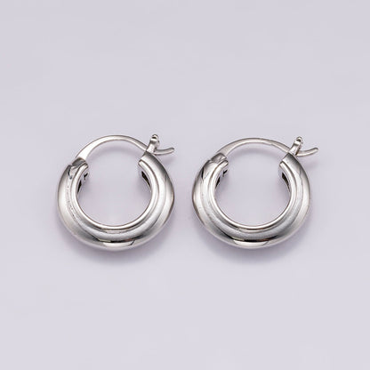 14K Gold Filled 23mm Minimalist Lined Dome Latch Hoop Earrings in Gold &amp; Silver | Earrings-00318 Earrings-00319