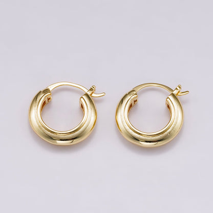 14K Gold Filled 23mm Minimalist Lined Dome Latch Hoop Earrings in Gold &amp; Silver | Earrings-00318 Earrings-00319