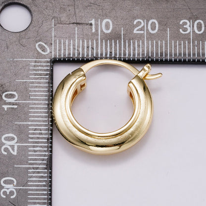 14K Gold Filled 23mm Minimalist Lined Dome Latch Hoop Earrings in Gold &amp; Silver | Earrings-00318 Earrings-00319