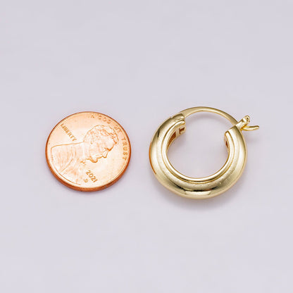 14K Gold Filled 23mm Minimalist Lined Dome Latch Hoop Earrings in Gold &amp; Silver | Earrings-00318 Earrings-00319