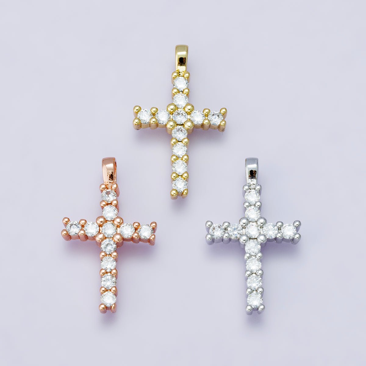 14K Gold Filled 24mm Micro Paved CZ Religious Cross Pendant in Gold, Silver, Rose Gold | H00230