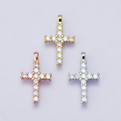 14K Gold Filled 24mm Micro Paved CZ Religious Cross Pendant in Gold, Silver, Rose Gold | H00230