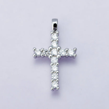 14K Gold Filled 24mm Micro Paved CZ Religious Cross Pendant in Gold, Silver, Rose Gold | H00230