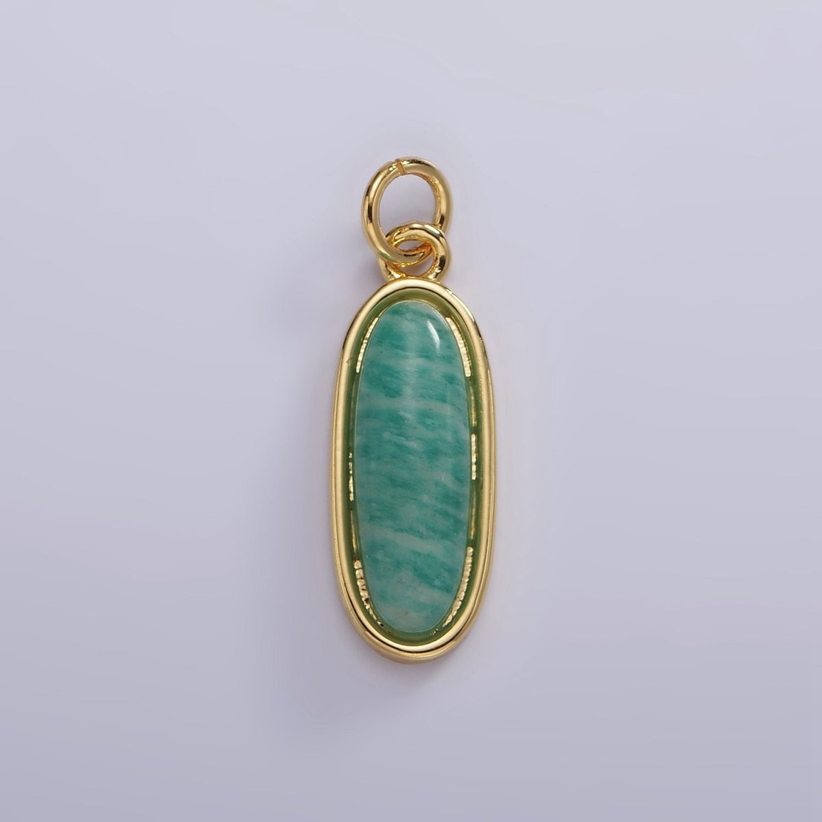 14K Gold Filled 24mm Natural Gemstone Bezel Oblong Charm | AG574 - AG581