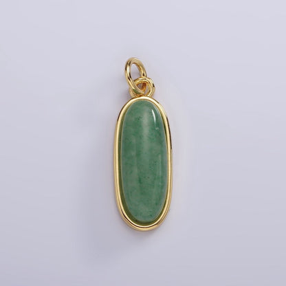 14K Gold Filled 24mm Natural Gemstone Bezel Oblong Charm | AG574 - AG581