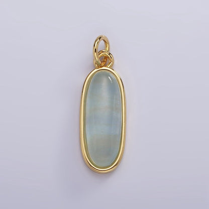 14K Gold Filled 24mm Natural Gemstone Bezel Oblong Charm | AG574 - AG581