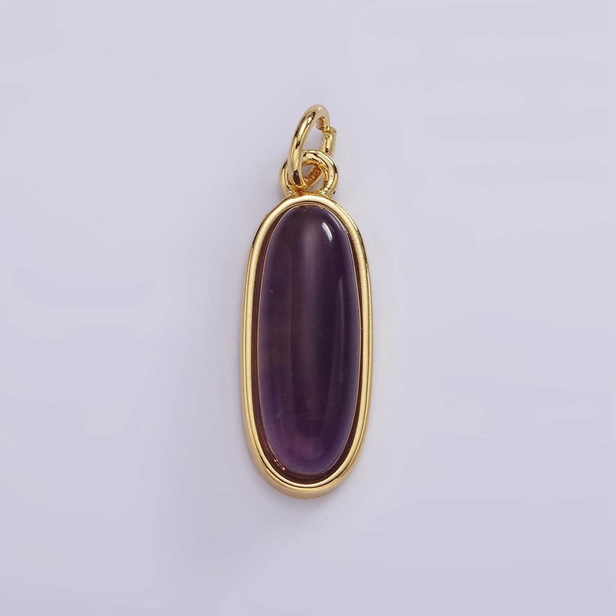 14K Gold Filled 24mm Natural Gemstone Bezel Oblong Charm | AG574 - AG581