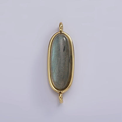 14K Gold Filled 24mm Natural Gemstone Oblong Bezel Connector | G229 - G237