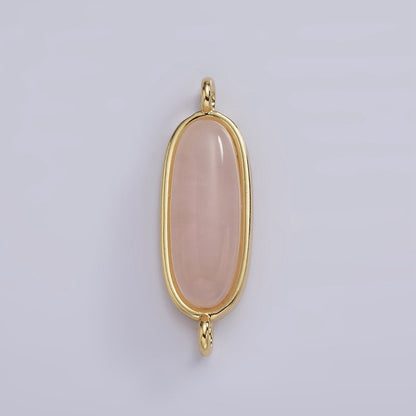 14K Gold Filled 24mm Natural Gemstone Oblong Bezel Connector | G229 - G237