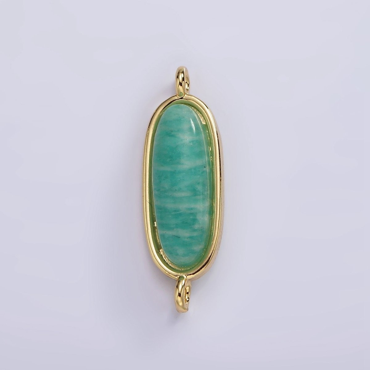14K Gold Filled 24mm Natural Gemstone Oblong Bezel Connector | G229 - G237