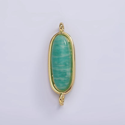 14K Gold Filled 24mm Natural Gemstone Oblong Bezel Connector | G229 - G237