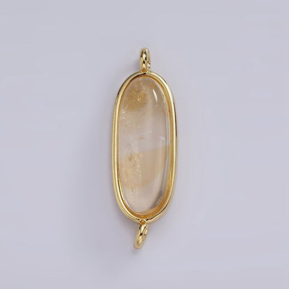 14K Gold Filled 24mm Natural Gemstone Oblong Bezel Connector | G229 - G237