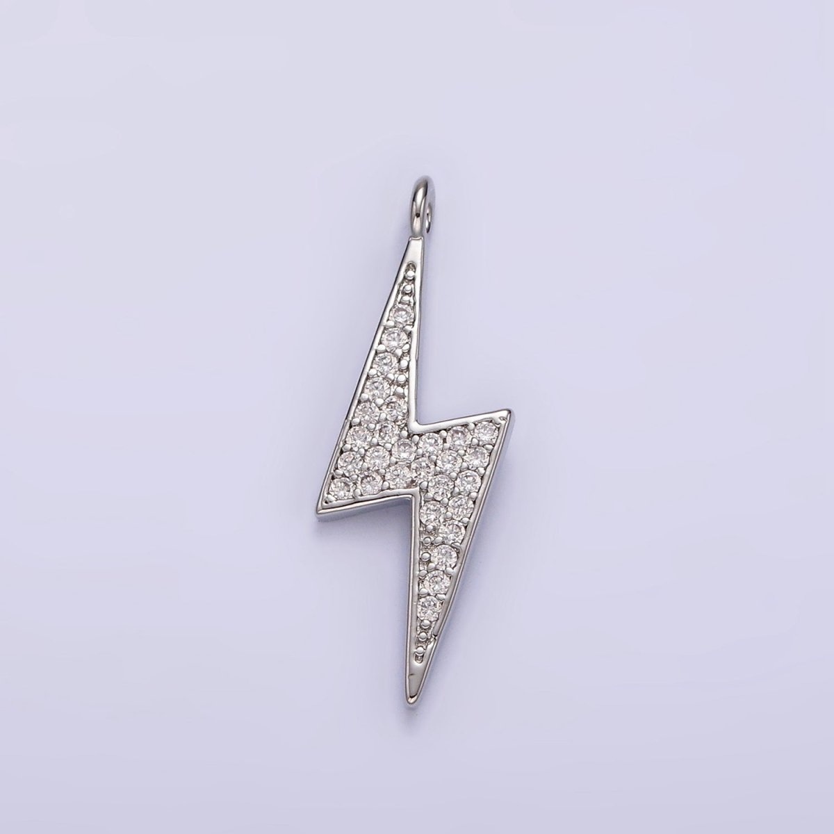 14K Gold Filled 25.5mm Clear Micro Paved CZ Thunder Lightning Bolt Charm in Gold &amp; Silver | AG402 AG403