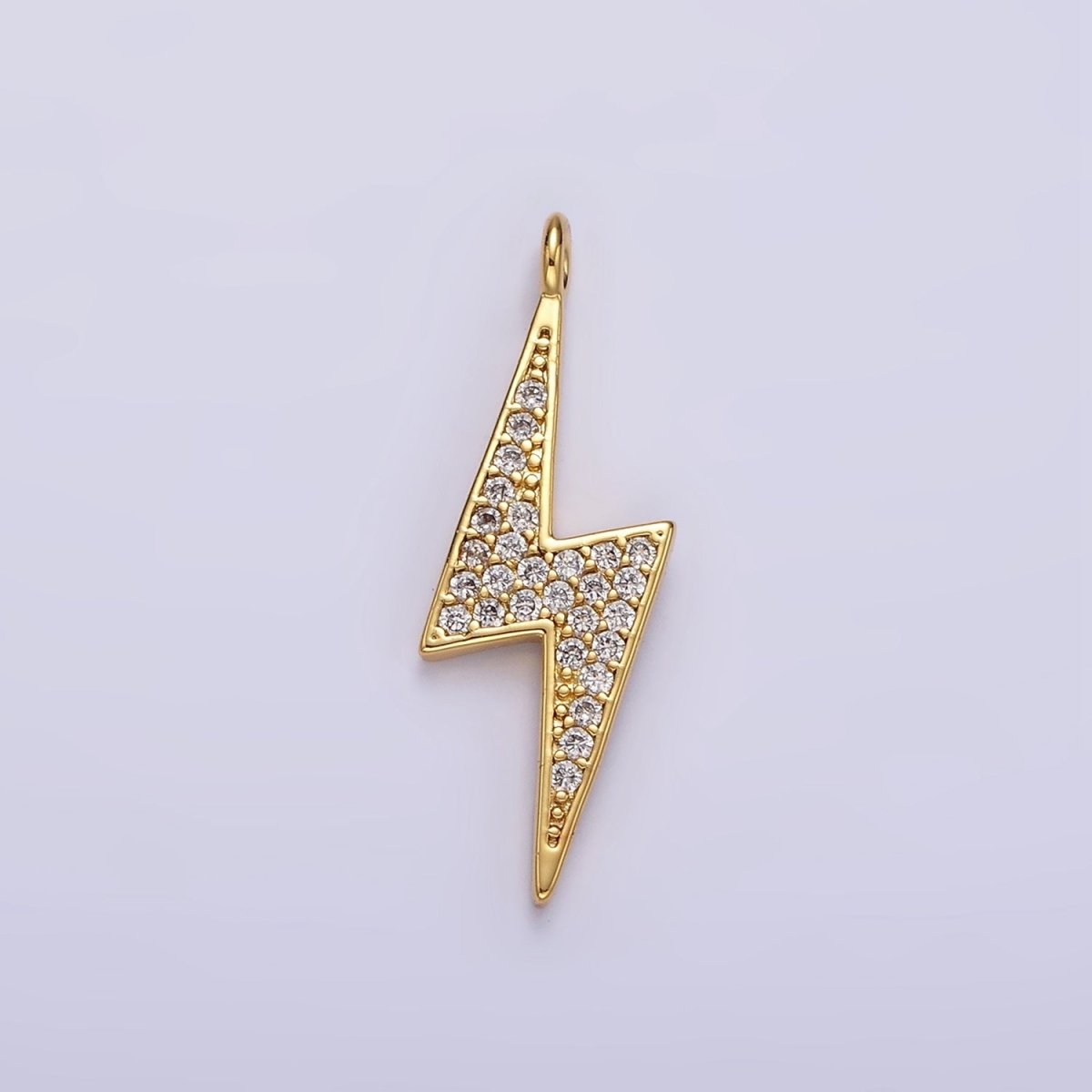 14K Gold Filled 25.5mm Clear Micro Paved CZ Thunder Lightning Bolt Charm in Gold &amp; Silver | AG402 AG403