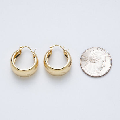 14K Gold Filled 25.5mm Wide Quilted Latch Hoop Earrings | Earrings-00132
