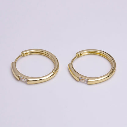 14K Gold Filled 25mm Clear Baguette CZ Endless Hoop Earrings | AD1126 AD666