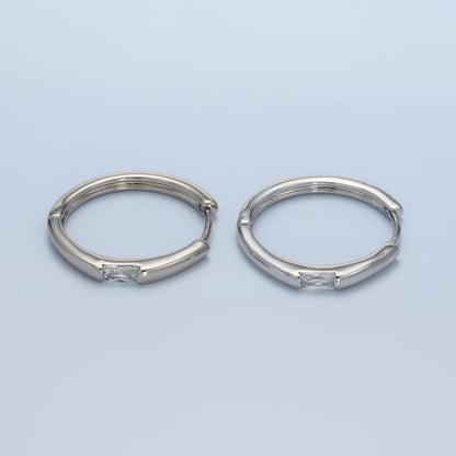 14K Gold Filled 25mm Clear Baguette CZ Endless Hoop Earrings | AD1126 AD666