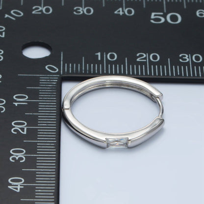 14K Gold Filled 25mm Clear Baguette CZ Endless Hoop Earrings | AD1126 AD666