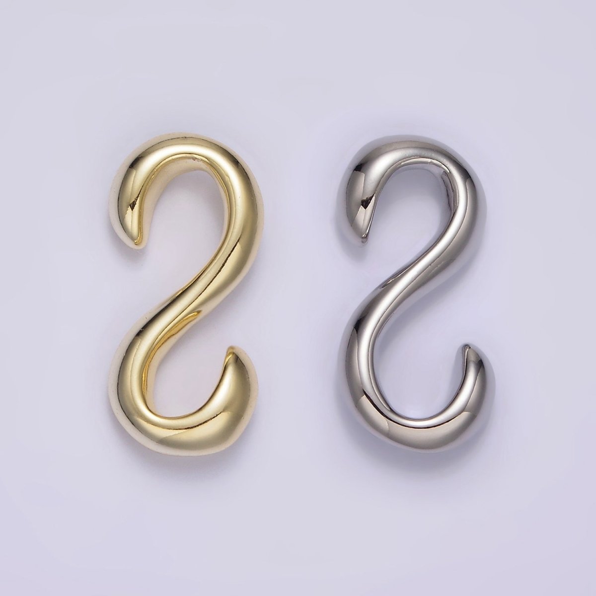 14K Gold Filled 25mm Curved Minimalist S-Hook Closure Findings Supply in Gold &amp; Silver | Z656