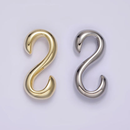 14K Gold Filled 25mm Curved Minimalist S-Hook Closure Findings Supply in Gold &amp; Silver | Z656