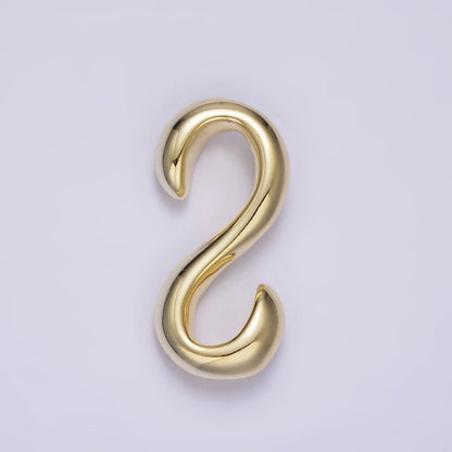 14K Gold Filled 25mm Curved Minimalist S-Hook Closure Findings Supply in Gold &amp; Silver | Z656