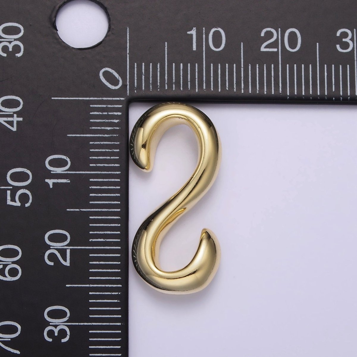 14K Gold Filled 25mm Curved Minimalist S-Hook Closure Findings Supply in Gold &amp; Silver | Z656