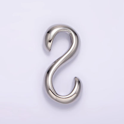 14K Gold Filled 25mm Curved Minimalist S-Hook Closure Findings Supply in Gold &amp; Silver | Z656